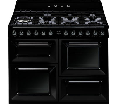 SMEG  Victoria TR4110BL1 110 cm Dual Fuel Range Cooker - Black & Stainless Steel
